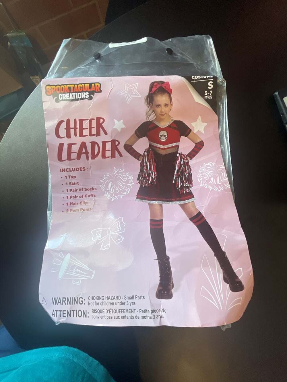 Spooktacular Creations Skull Scary Cheerleader Halloween Costume Size S 5-7 Yrs